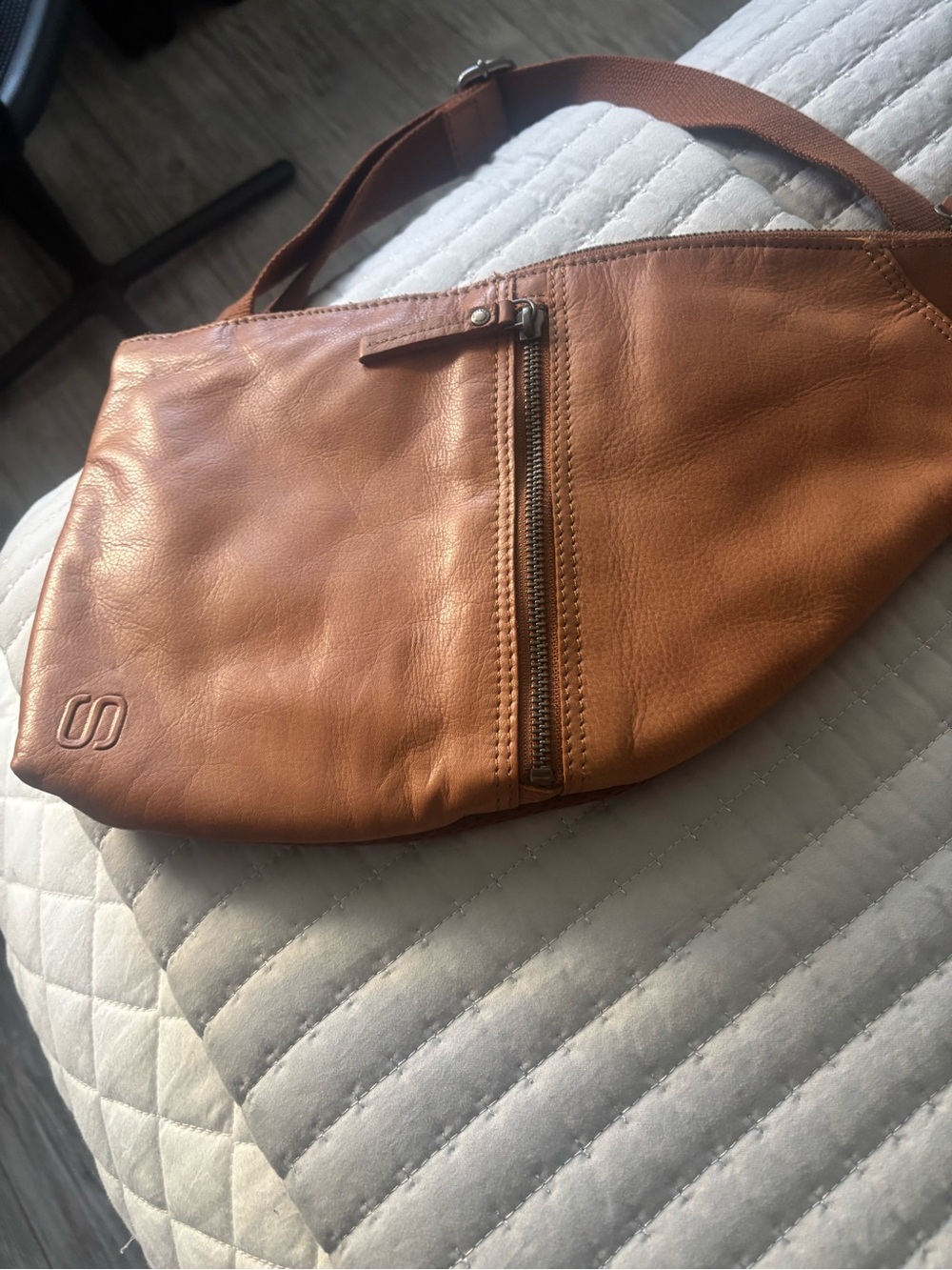 Leather Waist Bag - Tan - Unbranded